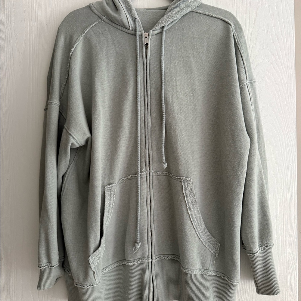 Aerie Light Green Zip-Up Hoodie
